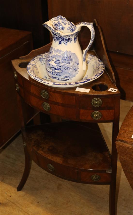 Georgian mahogany washstand and blue & white china etc